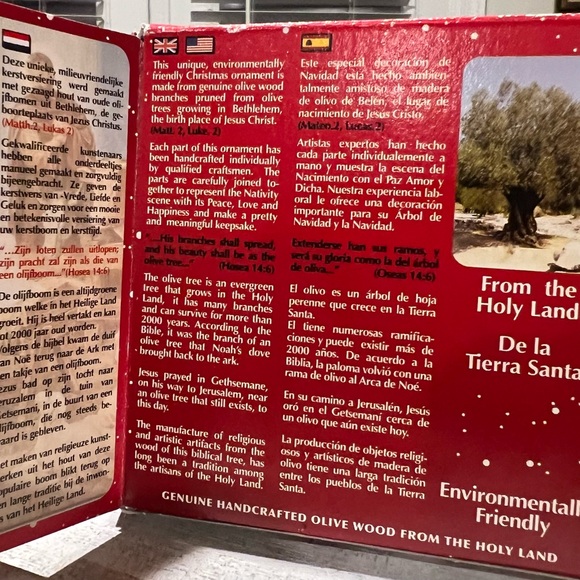 Genuine Olive Wood Small Nativity Scene Ornament Israel Holy Land In Box - Picture 8 of 14